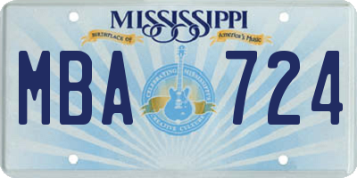MS license plate MBA724