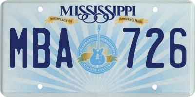 MS license plate MBA726