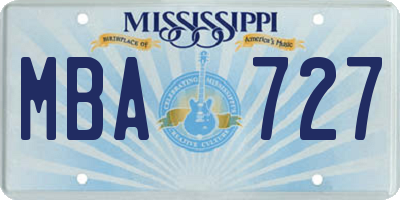MS license plate MBA727