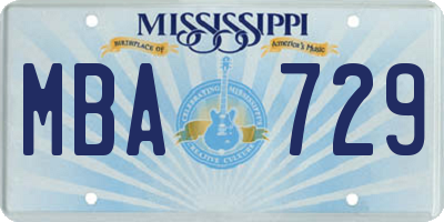MS license plate MBA729