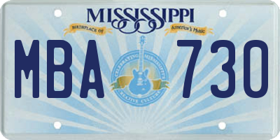 MS license plate MBA730