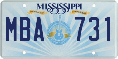 MS license plate MBA731
