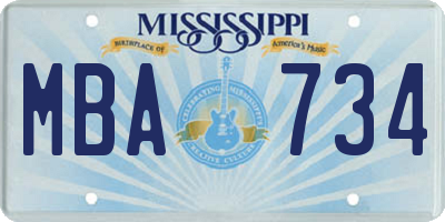 MS license plate MBA734
