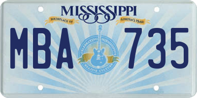 MS license plate MBA735