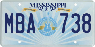 MS license plate MBA738