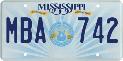 MS license plate MBA742