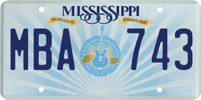 MS license plate MBA743