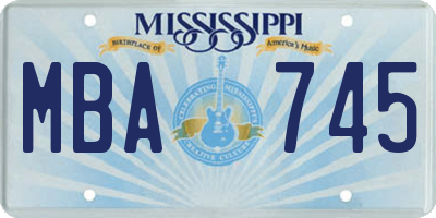 MS license plate MBA745