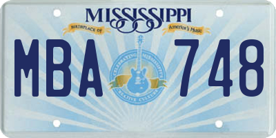 MS license plate MBA748
