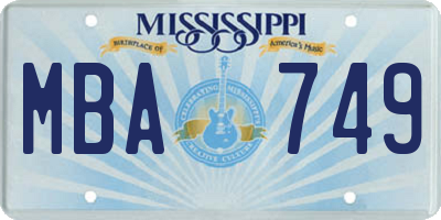 MS license plate MBA749