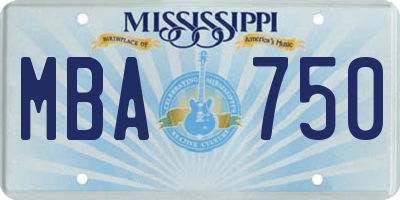 MS license plate MBA750