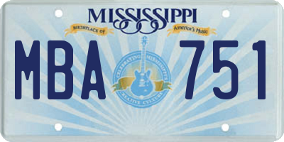 MS license plate MBA751