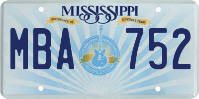 MS license plate MBA752