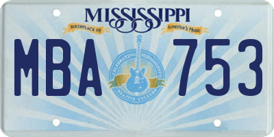 MS license plate MBA753