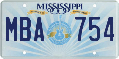 MS license plate MBA754