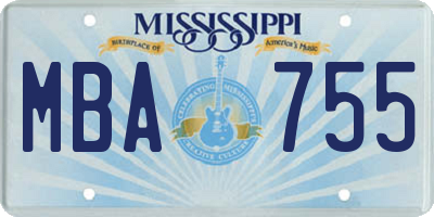 MS license plate MBA755
