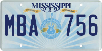 MS license plate MBA756