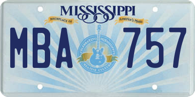 MS license plate MBA757