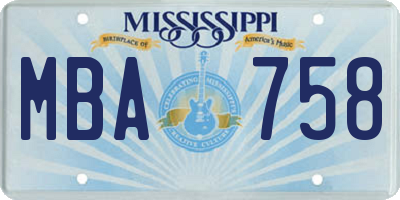 MS license plate MBA758