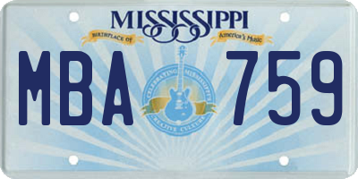 MS license plate MBA759