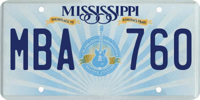 MS license plate MBA760