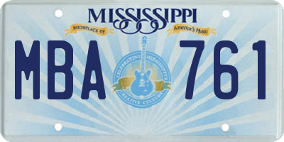 MS license plate MBA761