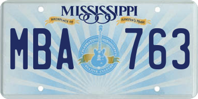 MS license plate MBA763