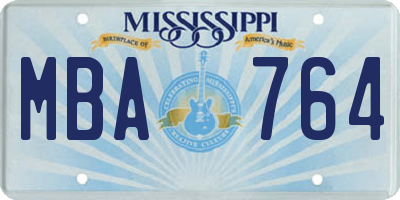 MS license plate MBA764