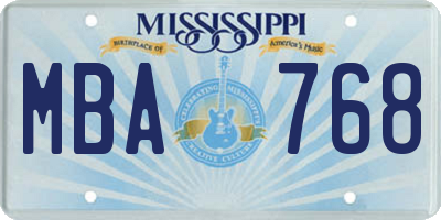 MS license plate MBA768