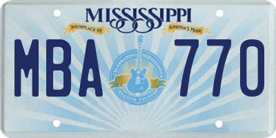 MS license plate MBA770