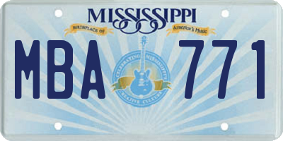 MS license plate MBA771