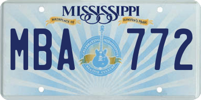 MS license plate MBA772