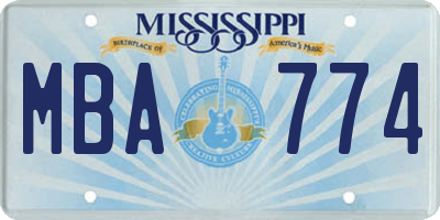 MS license plate MBA774