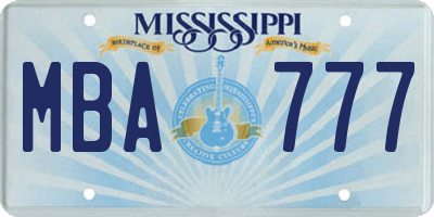 MS license plate MBA777