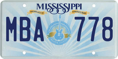 MS license plate MBA778