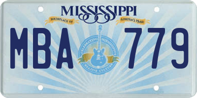MS license plate MBA779