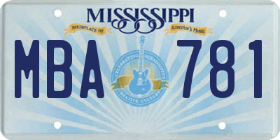 MS license plate MBA781
