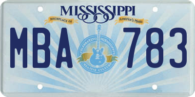 MS license plate MBA783