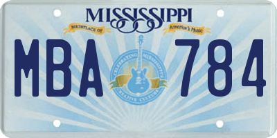 MS license plate MBA784