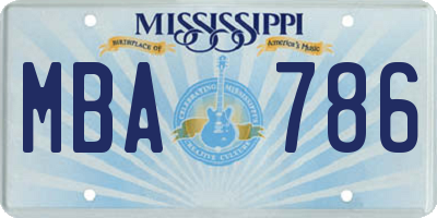 MS license plate MBA786