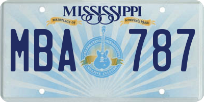 MS license plate MBA787
