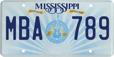 MS license plate MBA789