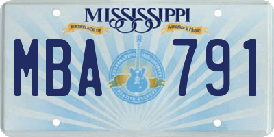 MS license plate MBA791