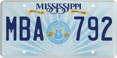MS license plate MBA792