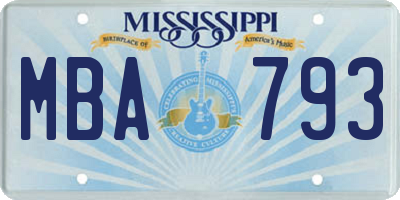 MS license plate MBA793