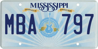 MS license plate MBA797