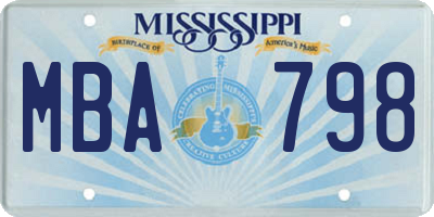 MS license plate MBA798