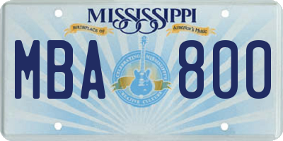 MS license plate MBA800