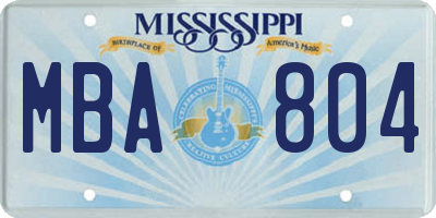 MS license plate MBA804