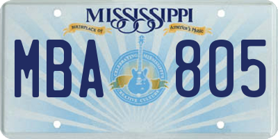 MS license plate MBA805